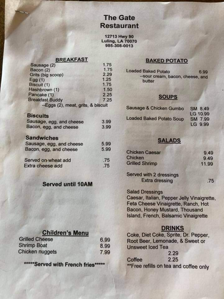 Iron Gate - Boutte, LA menu_pic
