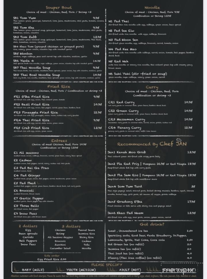O'Sha Thai Bar & Restaurant - Fort Walton Beach, FL menu_pic