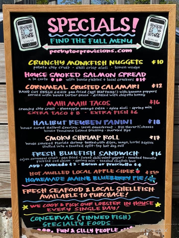 Peekytoe Provisions - Bar Harbor, ME menu_pic