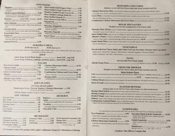 Albasha - Slidell, LA menu_pic