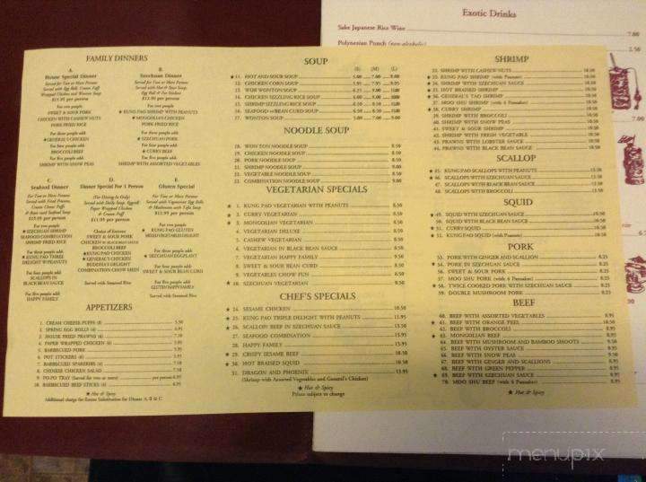 Fred's Szechuan Chinese Restnt - Nevada City, CA menu_pic