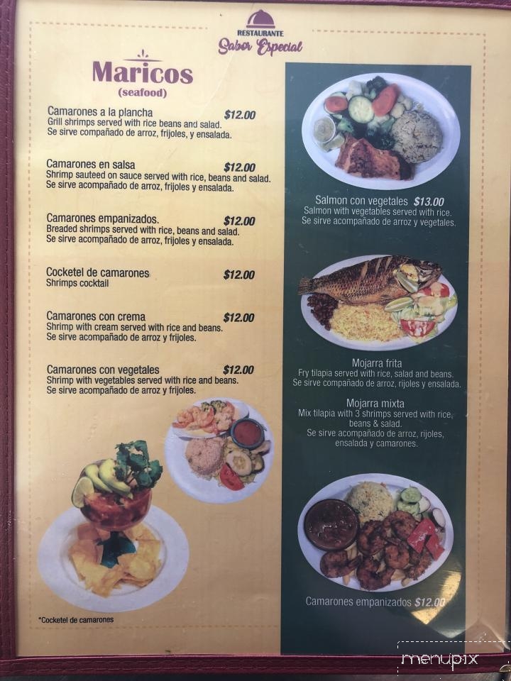 Restaurante Sabor Especial - Chelsea, MA menu_pic