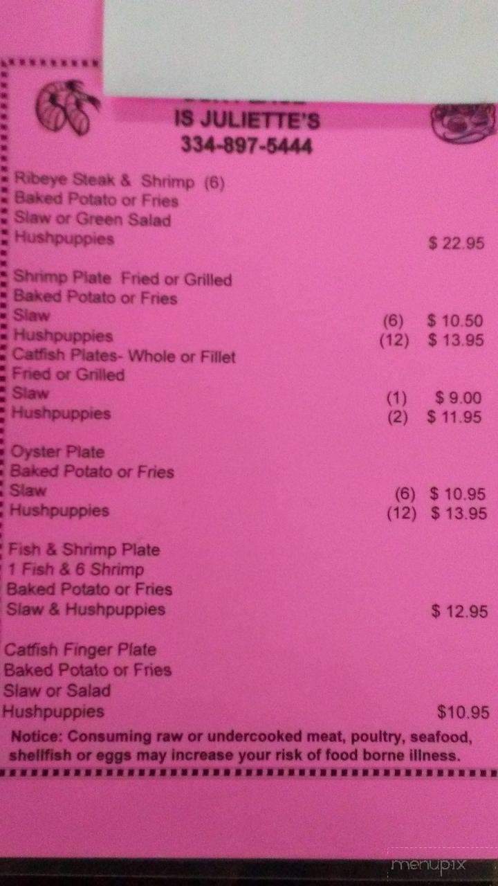 Juliette's Restaurant - Elba, AL menu_pic