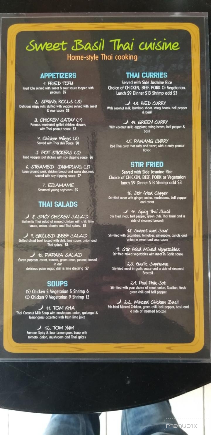 Menu Of Sweet Basil Thai In Berryville VA 22611