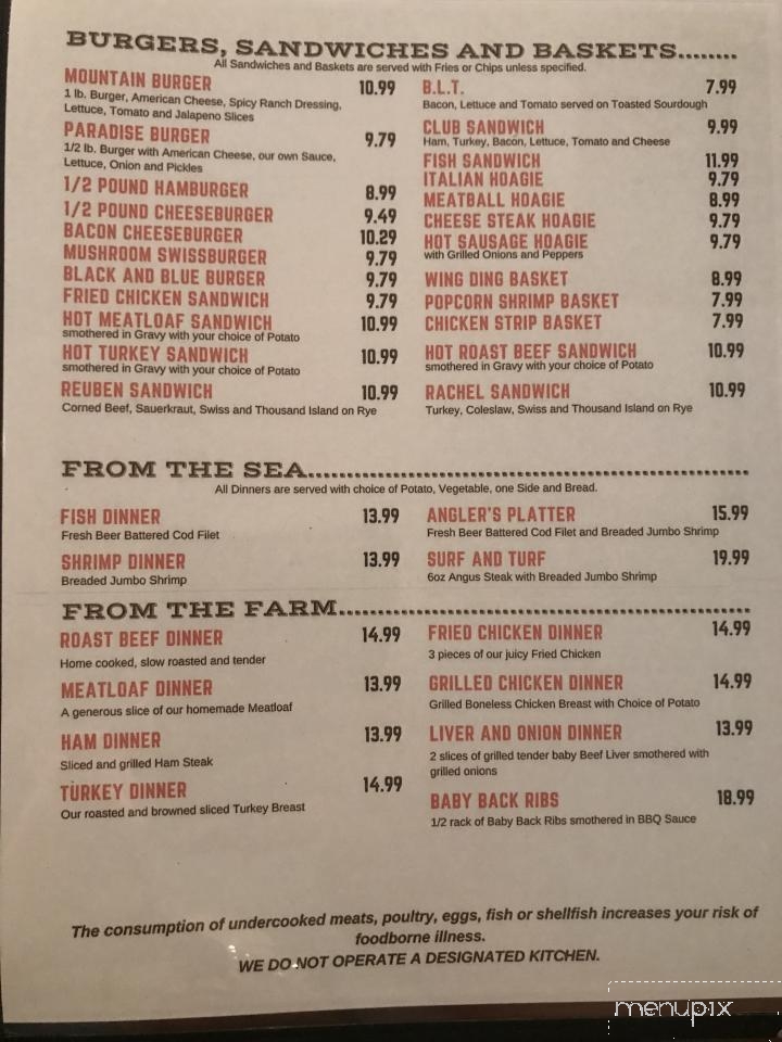 Sportsman's Paradise - Leeper, PA menu_pic