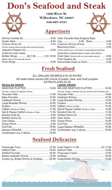 Don's Seafood & Steakhouse - Wilkesboro, NC menu_pic