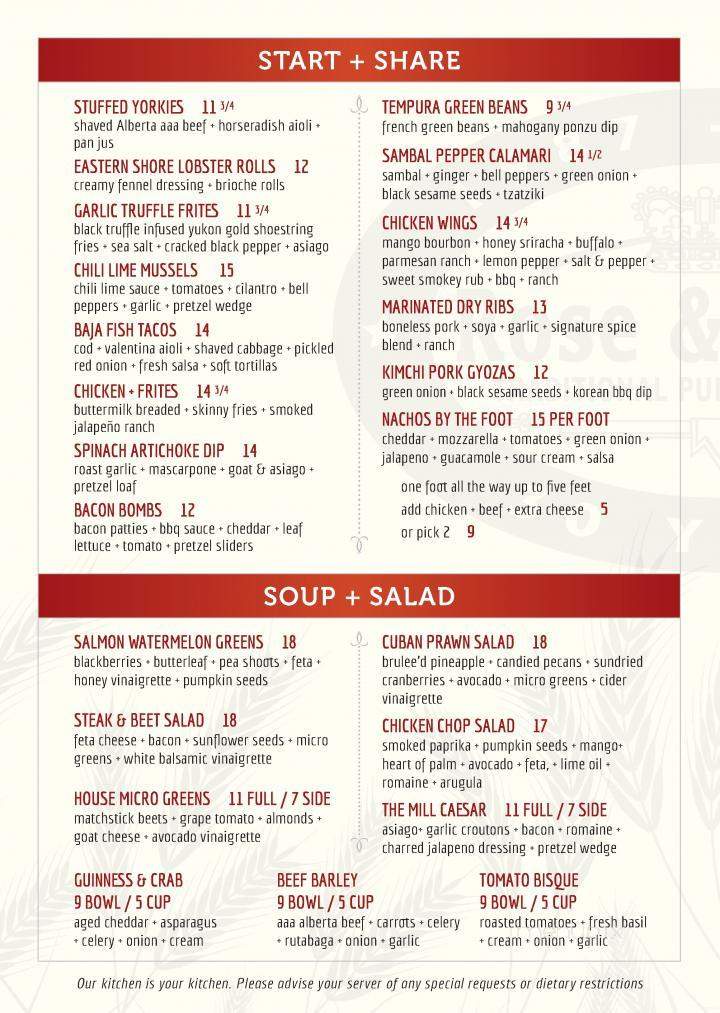 Rose & Crown Pub - Calgary, AB menu_pic