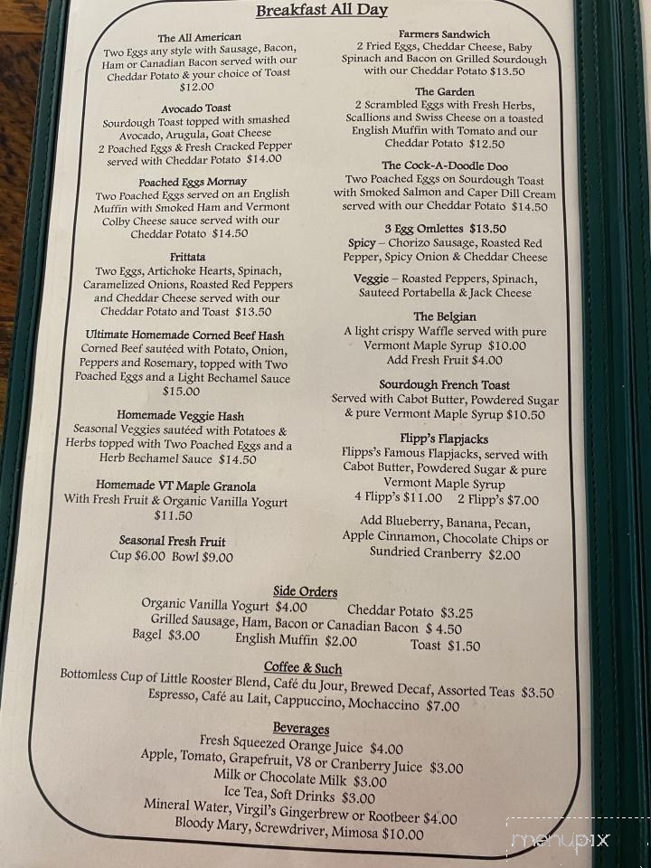 Little Rooster Cafe - Manchester Center, VT menu_pic