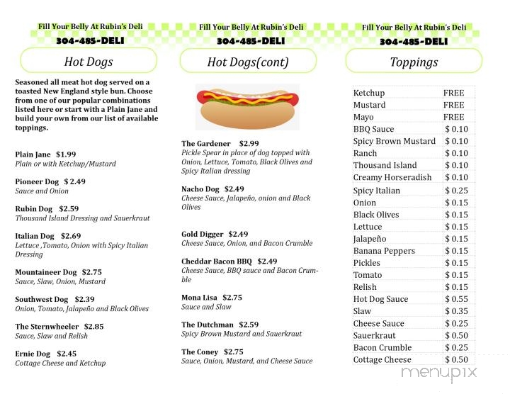 Rubin's Deli - Parkersburg, WV menu_pic