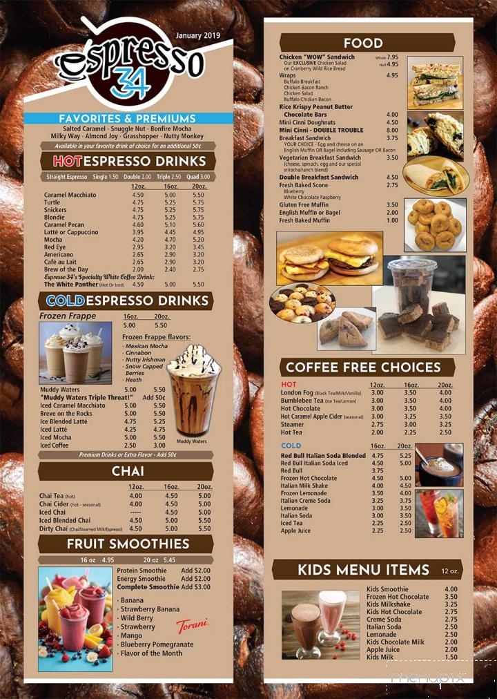 Espresso 34 - Park Rapids, MN menu_pic