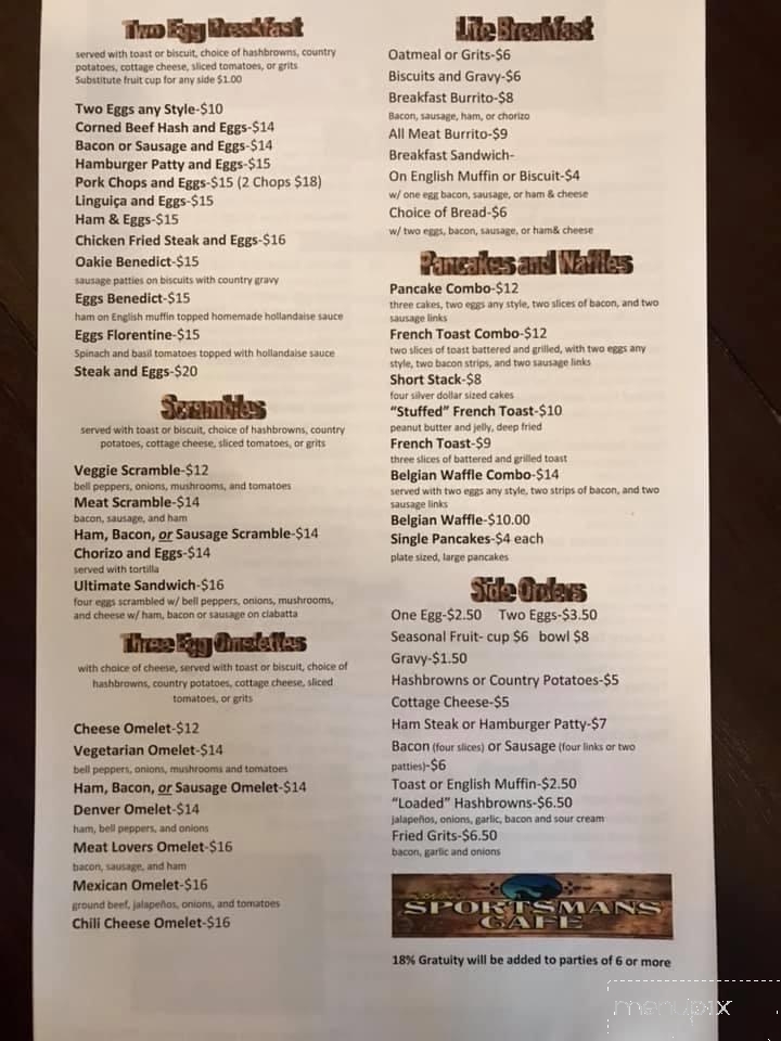 Steve's Sportsmans Cafe - Mariposa, CA menu_pic