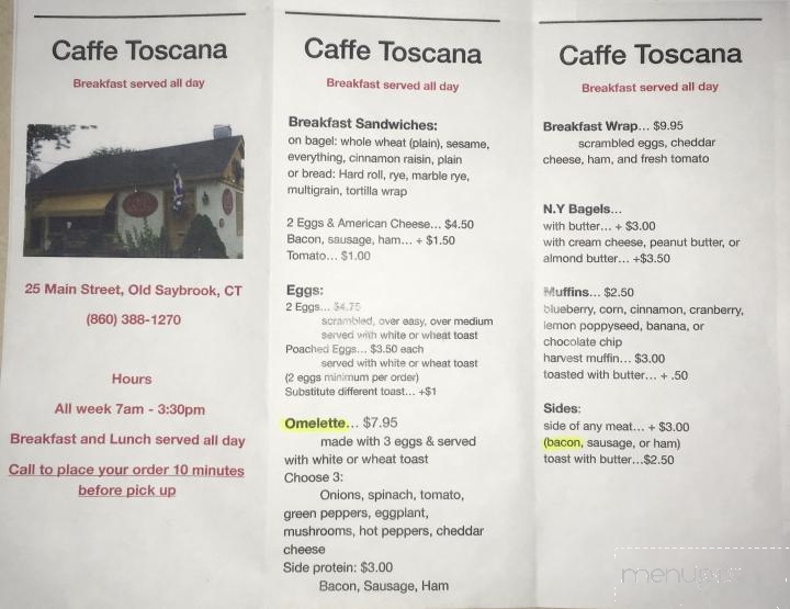 Caffe Toscana - Old Saybrook, CT menu_pic