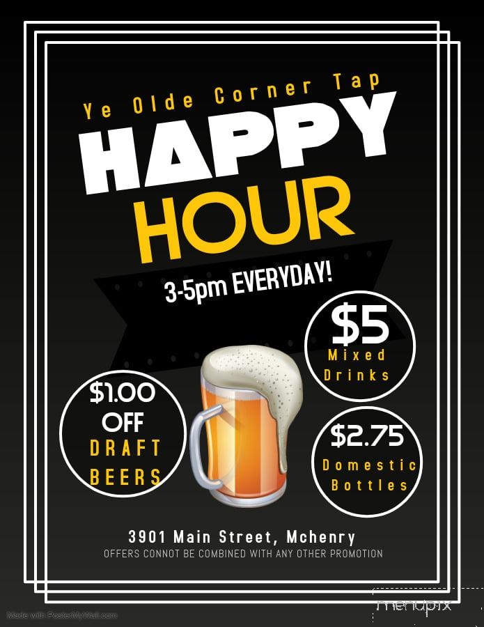 Ye Olde Corner Tap - McHenry, IL menu_pic