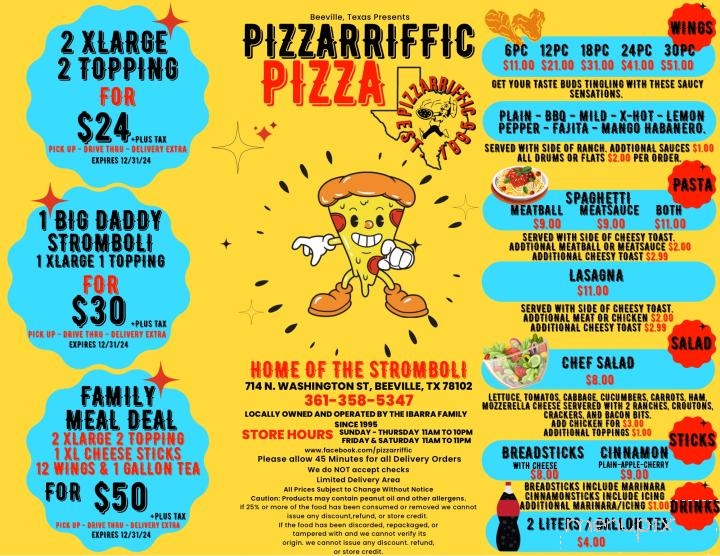 Pizzarriffic - Beeville, TX menu_pic