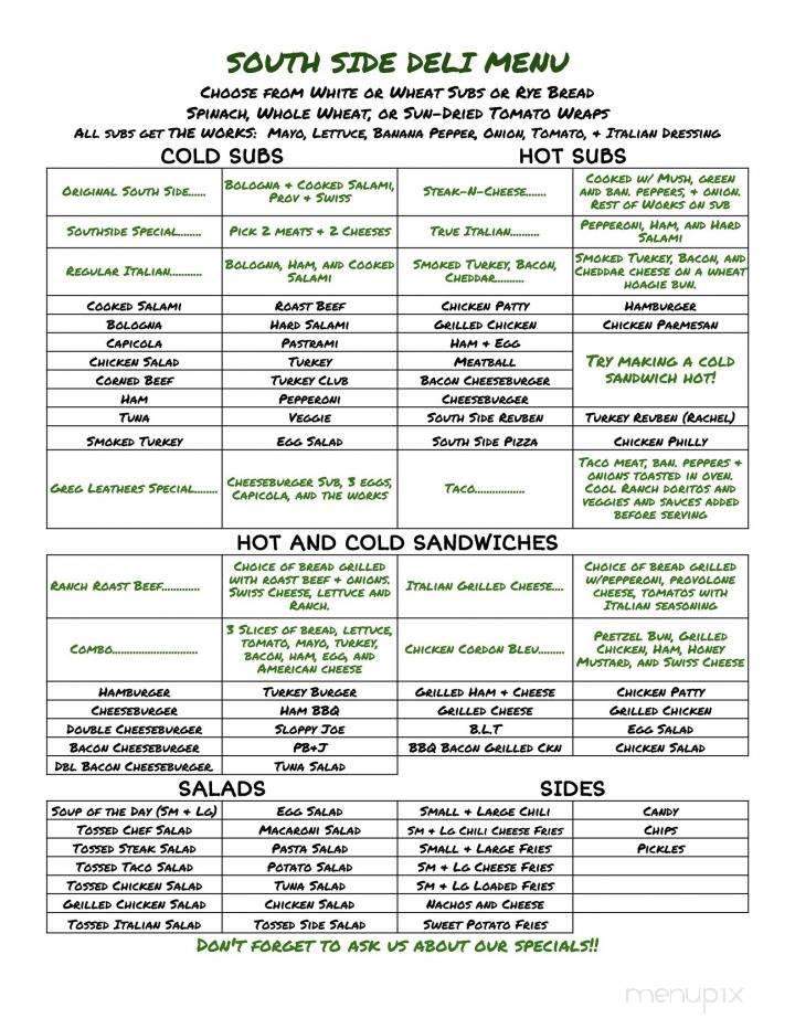 South Side Deli - Waynesburg, PA menu_pic