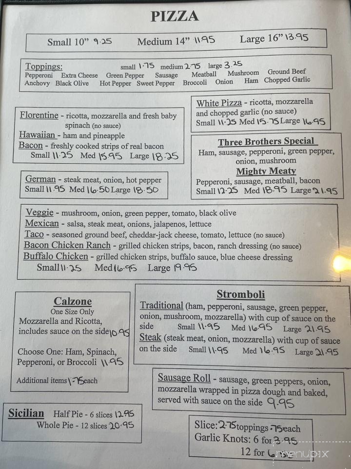 Three Brothers Pizza & Restaurant - Nazareth, PA menu_pic