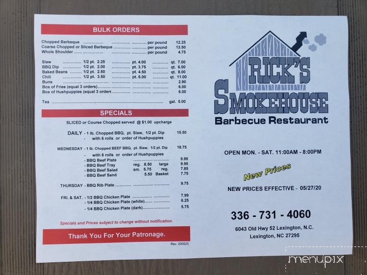 Rick's Smokehouse - Welcome, NC