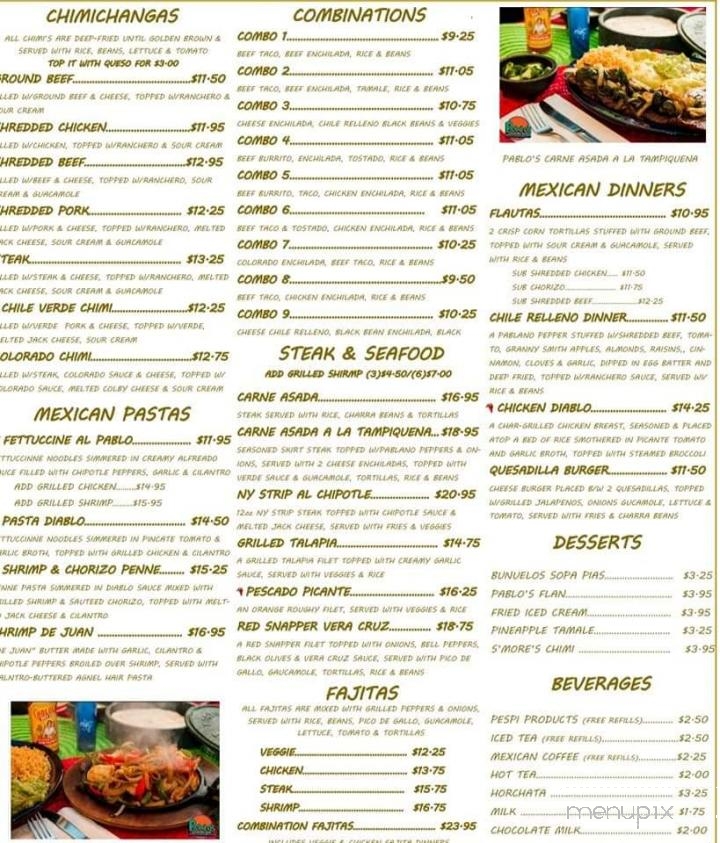 Pablo's Mexican Restaurant - Crystal Lake, IL menu_pic