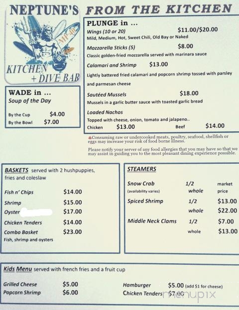 Neptunes Kitchen and Dive Bar - Rodanthe, NC menu_pic