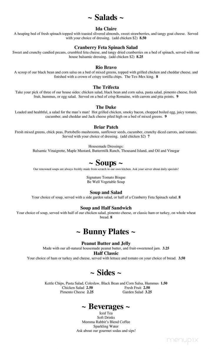 Momma Rabbit's Nibbles and Sips - Lexington, SC menu_pic