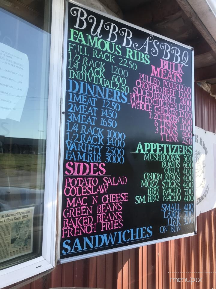 Bubba's BBQ - Pineville, MO menu_pic
