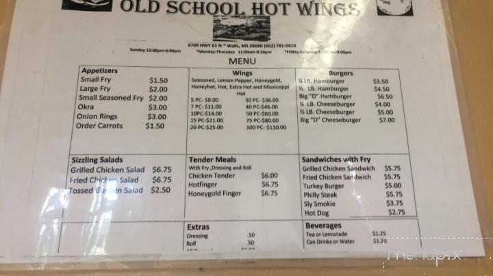 Old School Hot Wings - Walls, MS menu_pic