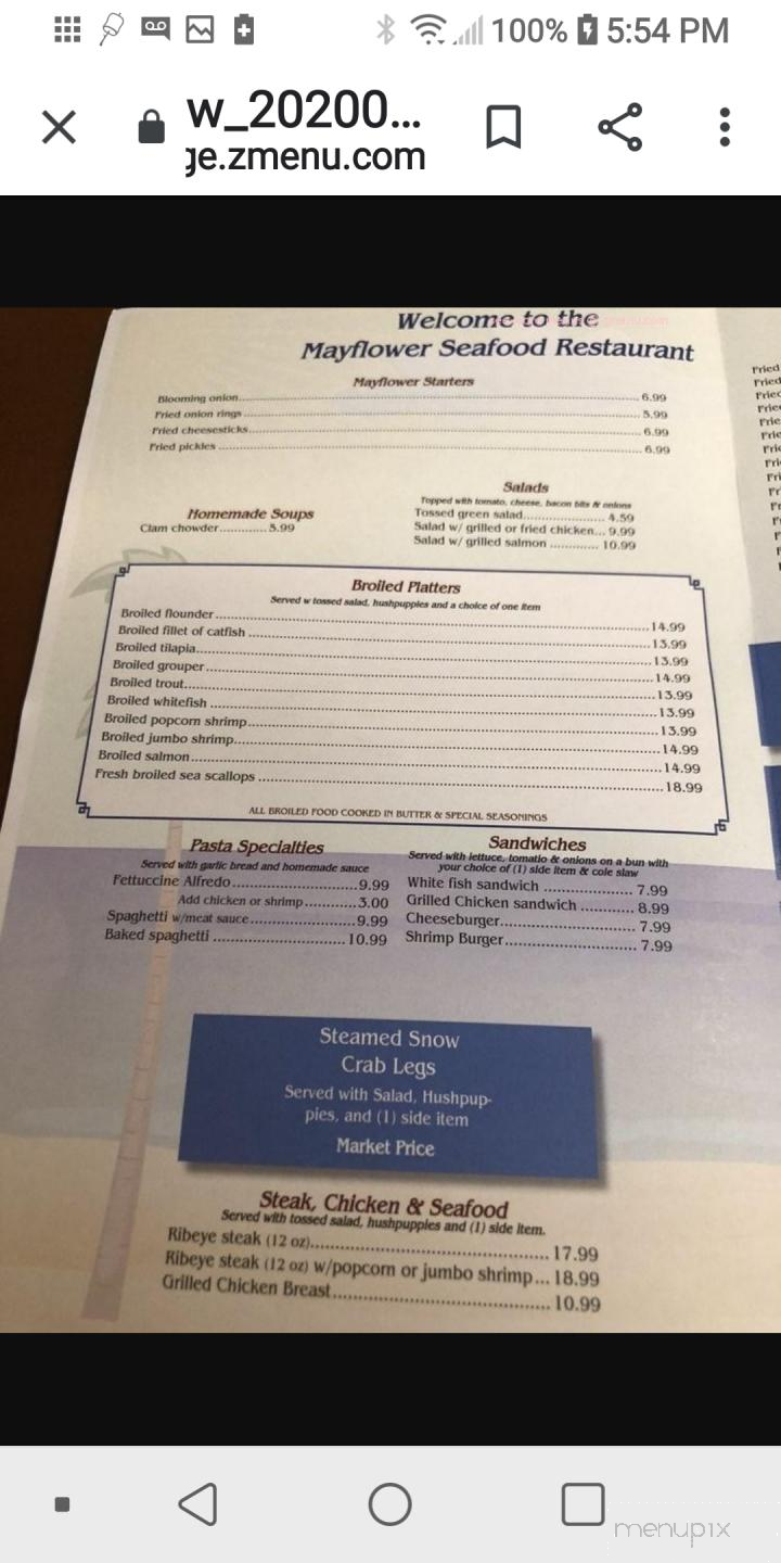 Mayflower Seafood Restaurant - Louisburg, NC menu_pic