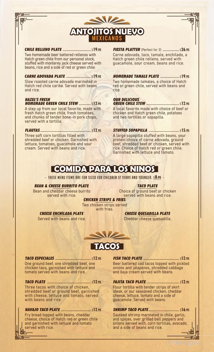 El Bruno's Restaurante - Cuba, NM menu_pic