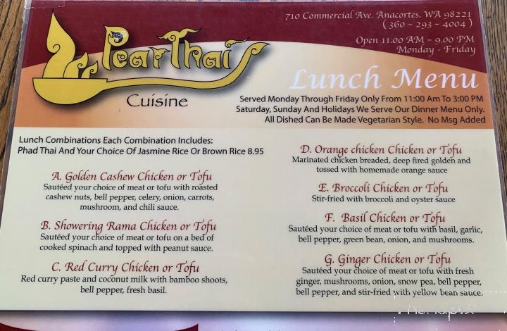Pear Thai Cuisine - Anacortes, WA menu_pic