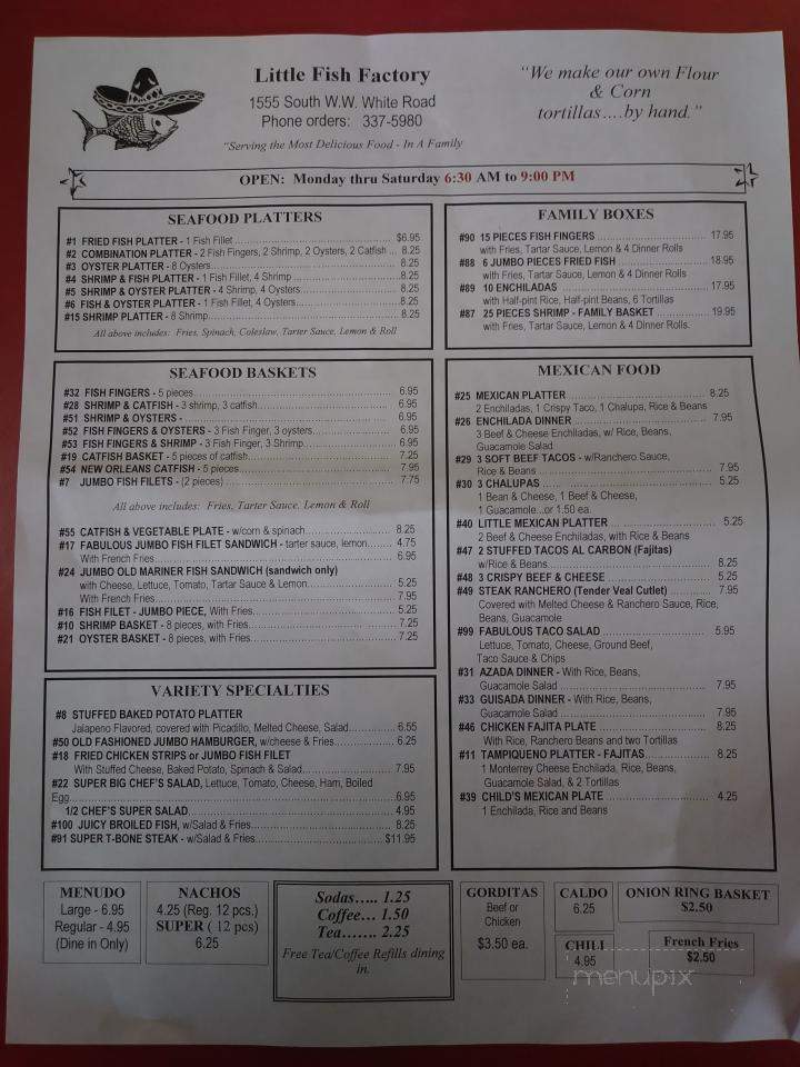 Little Fish Factory - San Antonio, TX menu_pic