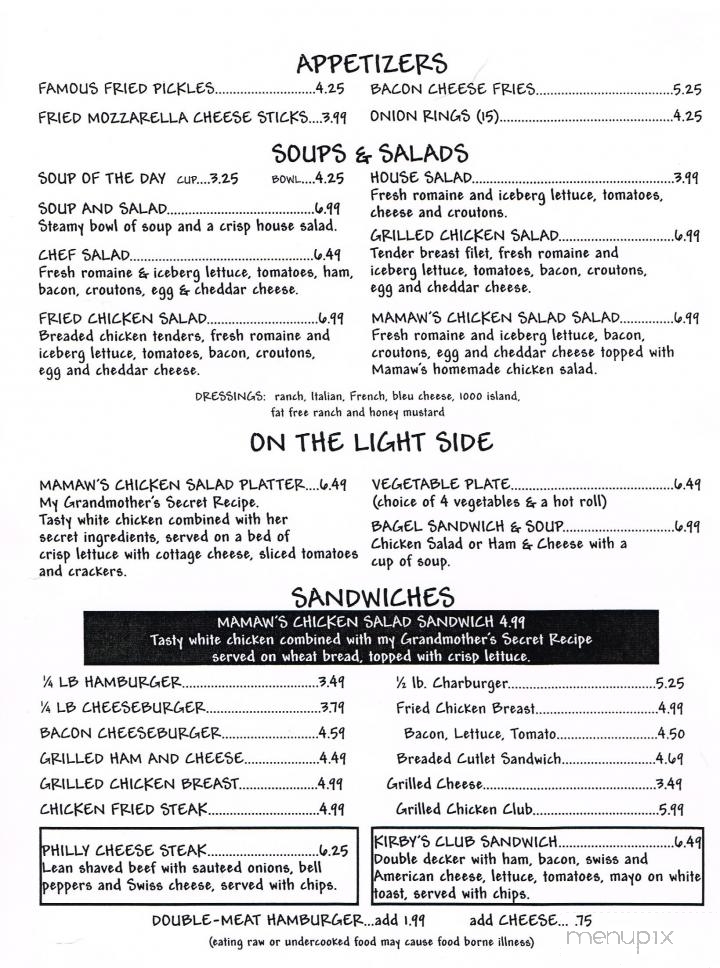 Kirby's Cafe - Okmulgee, OK menu_pic