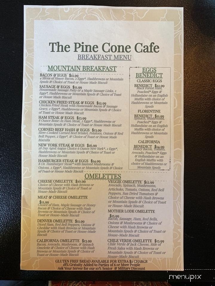 The Pine Cone Cafe - Mi Wuk Village, CA menu_pic