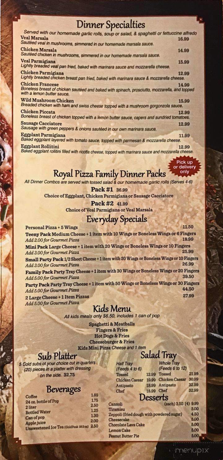 Royal Pizza & Italian Bistro - Clarence, NY menu_pic