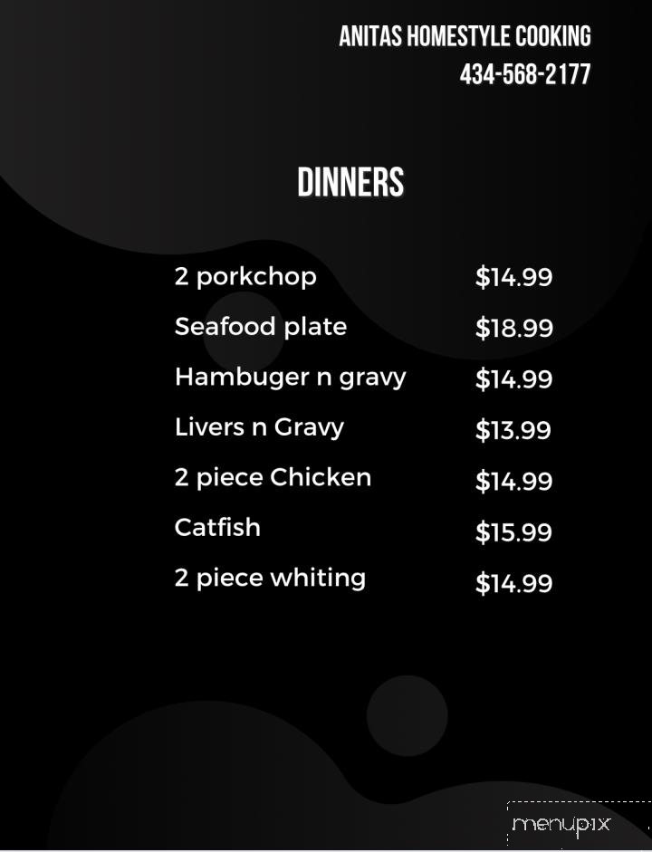Anita's Homestyle Cooking - Drakes Branch, VA menu_pic
