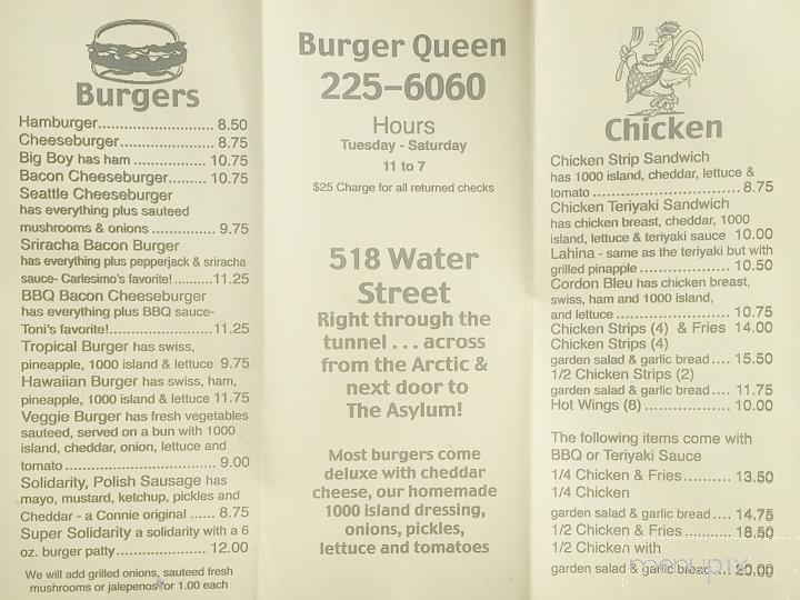 Burger Queen - Ketchikan, AK menu_pic