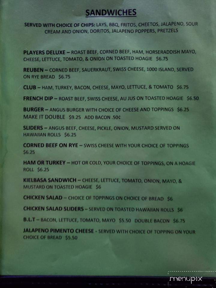 Players Inn - Nashville, TN menu_pic