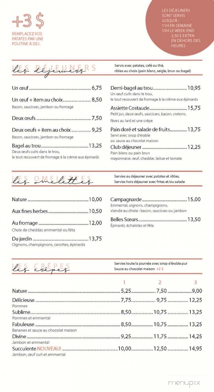 Restaurant Les Belles Soeurs Enr - Montreal, QC menu_pic