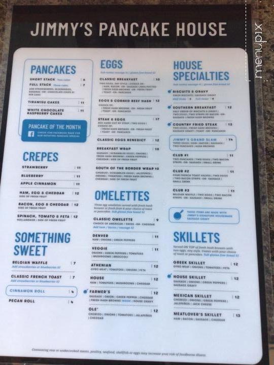 Jimmy's Pancake House - Bettendorf, IA menu_pic