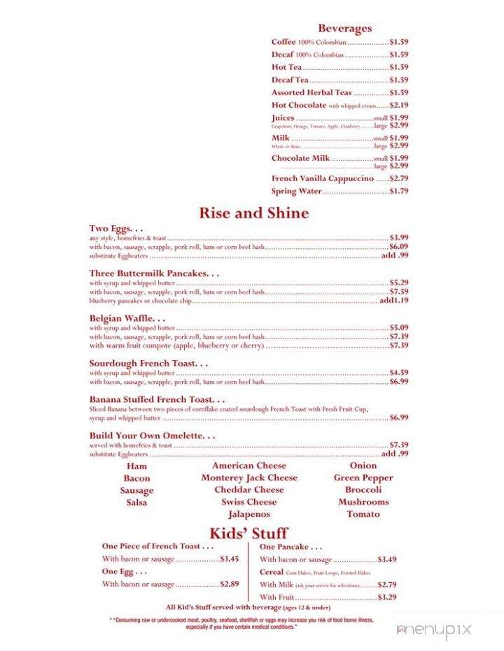 Brownstone Cafe - Middletown, PA menu_pic