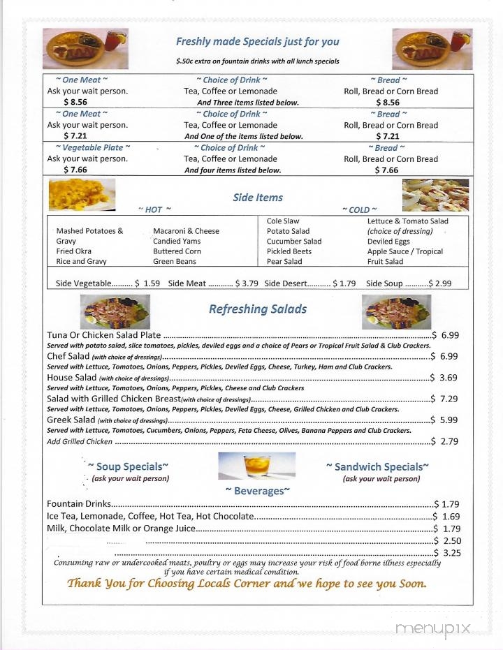 Locals Corner - Myrtle Beach, SC menu_pic