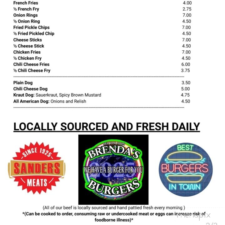 Brenda's Burgers - Scottville, MI menu_pic