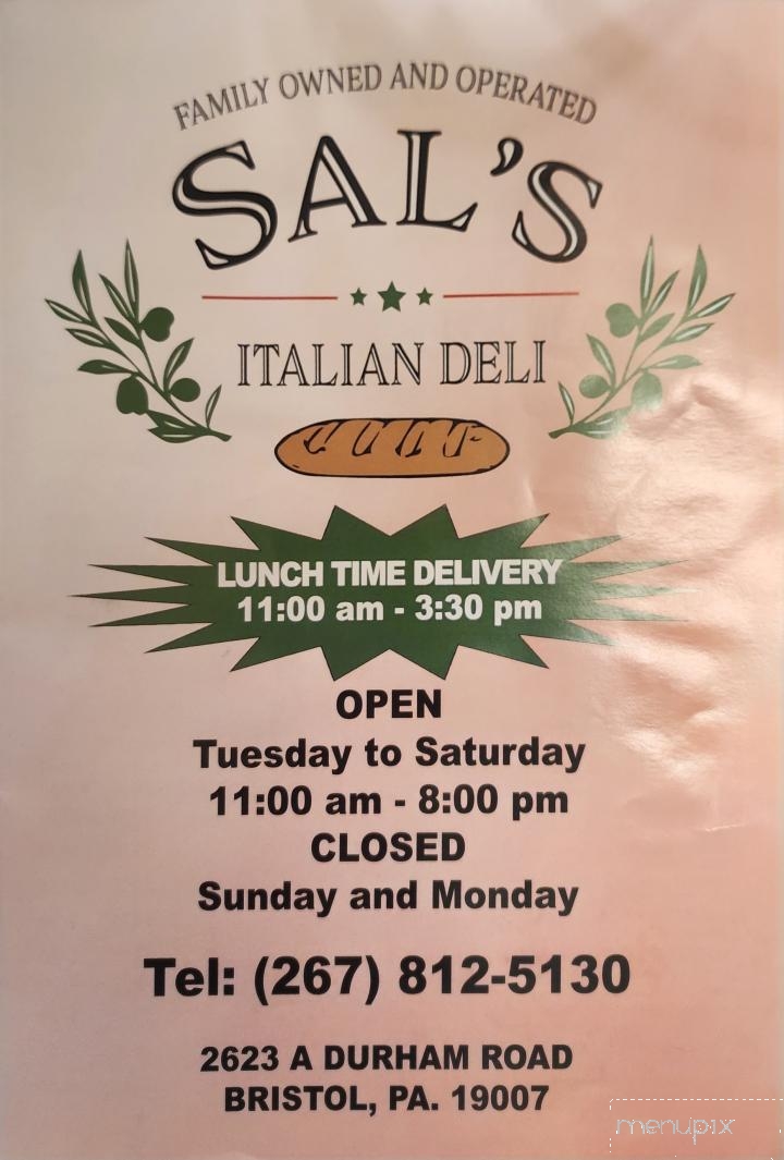 Sal's Italian Deli - Bristol, PA menu_pic