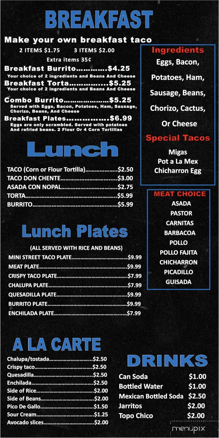 Tacos Don Chente - Canyon Lake, TX menu_pic
