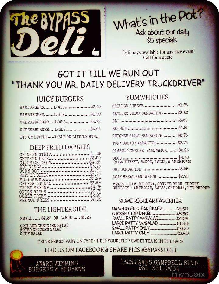 Menu of ByPass Deli in Columbia, TN 38401