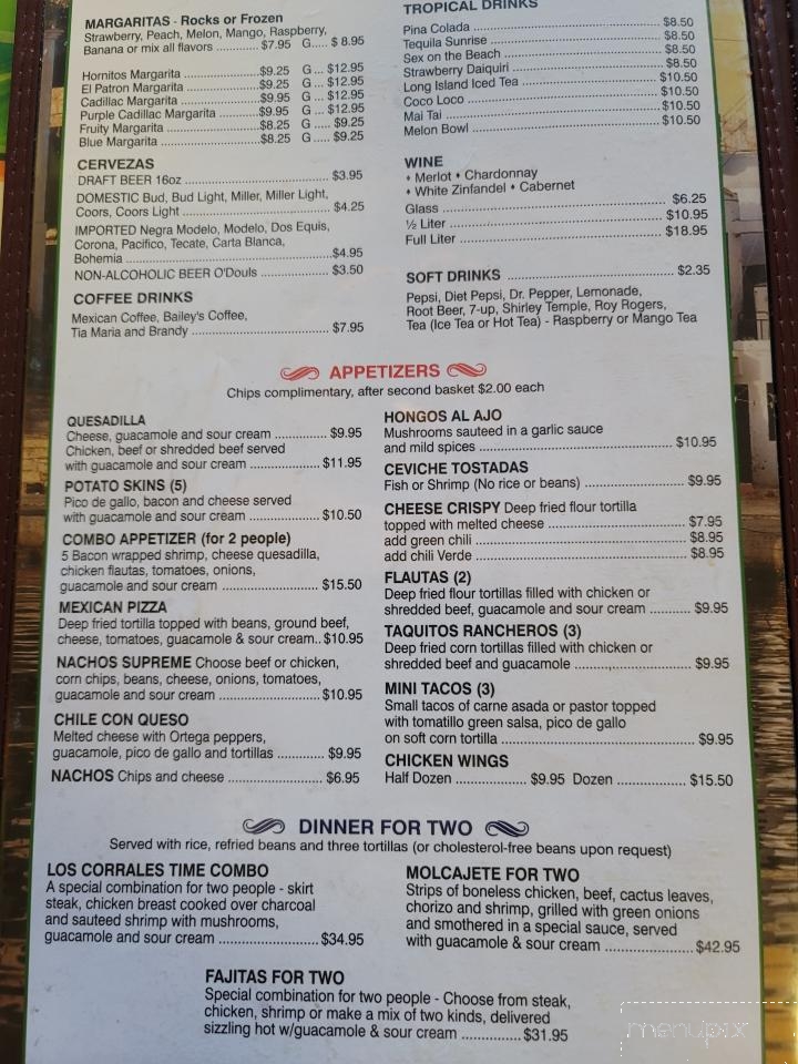 Los Corrales - Pinetop, AZ menu_pic