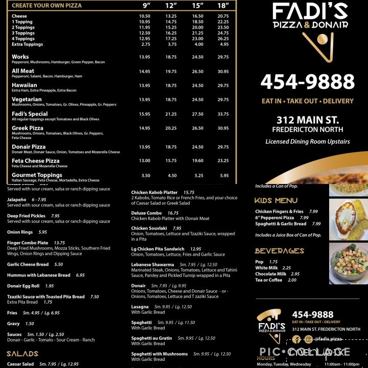 Fadis Pizza And Donair Inc - Fredericton, NB