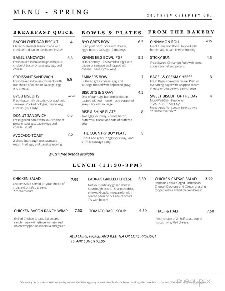 The Southern Creamery - Fairmount, GA menu_pic