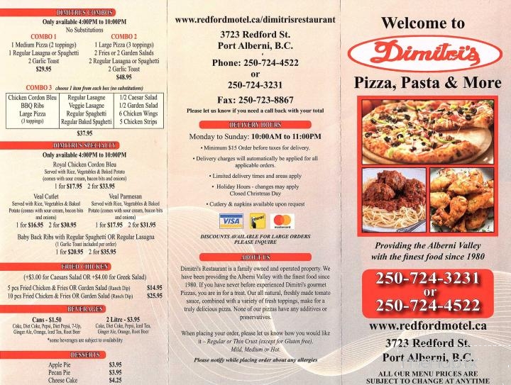 Dimitris Pizza Steak & Seafood Restaurant - Port Alberni, BC menu_pic