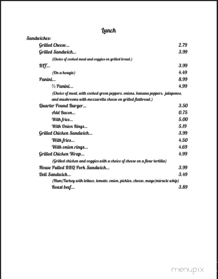 Silverbelle's - Cab Orchard, KY menu_pic