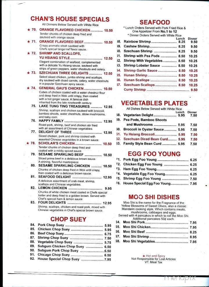 Chans House - Bradford, VT menu_pic